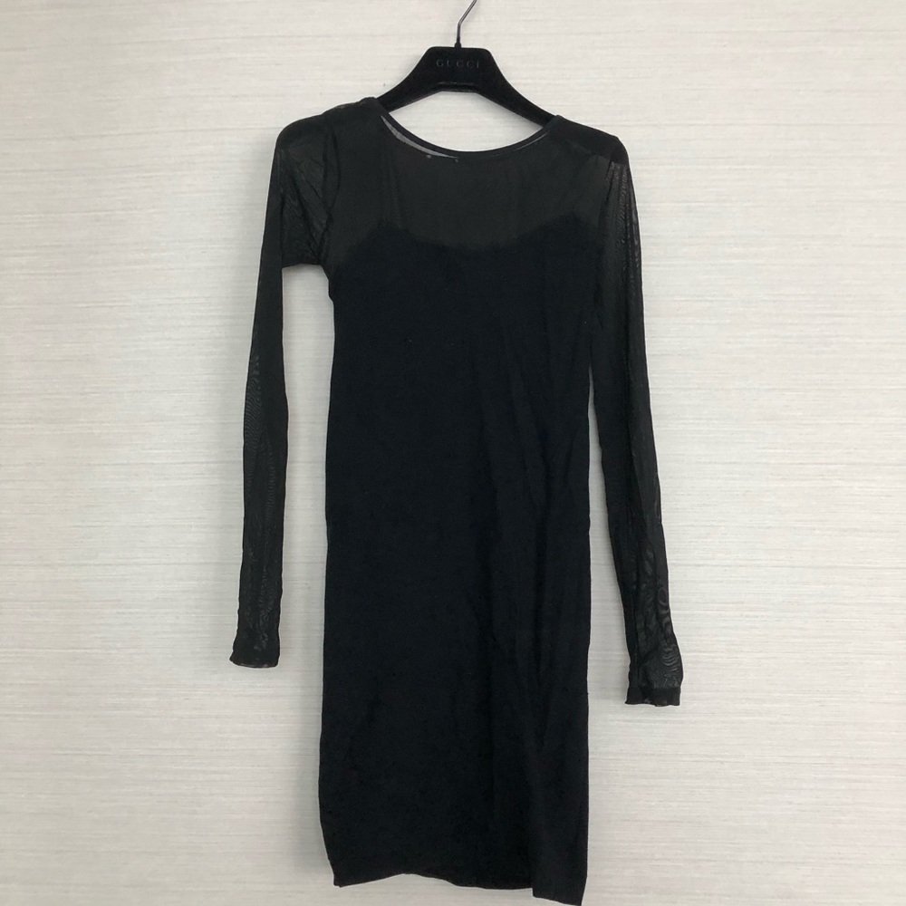 BEBE tight black dress with mesh top